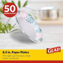Platos de Papel Redondos Desechables para Todas las Ocasiones| Calidad nueva y mejorada| Platos desechables resistentes a la humedad, cortes y aptos para microondas| 10 de diá, 50 platos de papel a granel - hortensia rosa - Ver 7