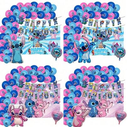 43pcs Stitch Cartoon Creative Balloon Arch Party Supplies Set, Stitch Holiday Party Celebration Props, Stitch Party Photo Backdrop Balloon Wreath Decorations, Suitable For Party Decoration, Holiday Decoration, Daily Gathering, Back To School Season, Christmas Party And More Occasions.