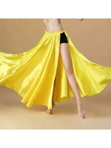 Chân váy maxi khiêu vũ thời trang, chân váy phồng xẻ tà đôi bằng satin dành cho nữ, thích hợp cho múa bụng, flamenco, nhạc rock. - Nhiều màu - Xem 34