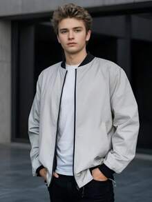 Chaqueta Bomber Reflejante Rompe Vientos De Alta Visibilidad - Gris - Ver 2