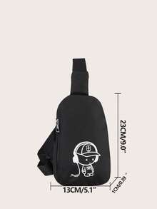 Boys Cartoon Graphic Sling Bag - Black - View 2
