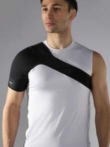 VBOSI 1pc Unisex Breathable Elastic Shoulder Support Rotator Cuff Brace, Adjustable For Left Or Right Arm, Suitable For Gym And Sports - Black - View 2