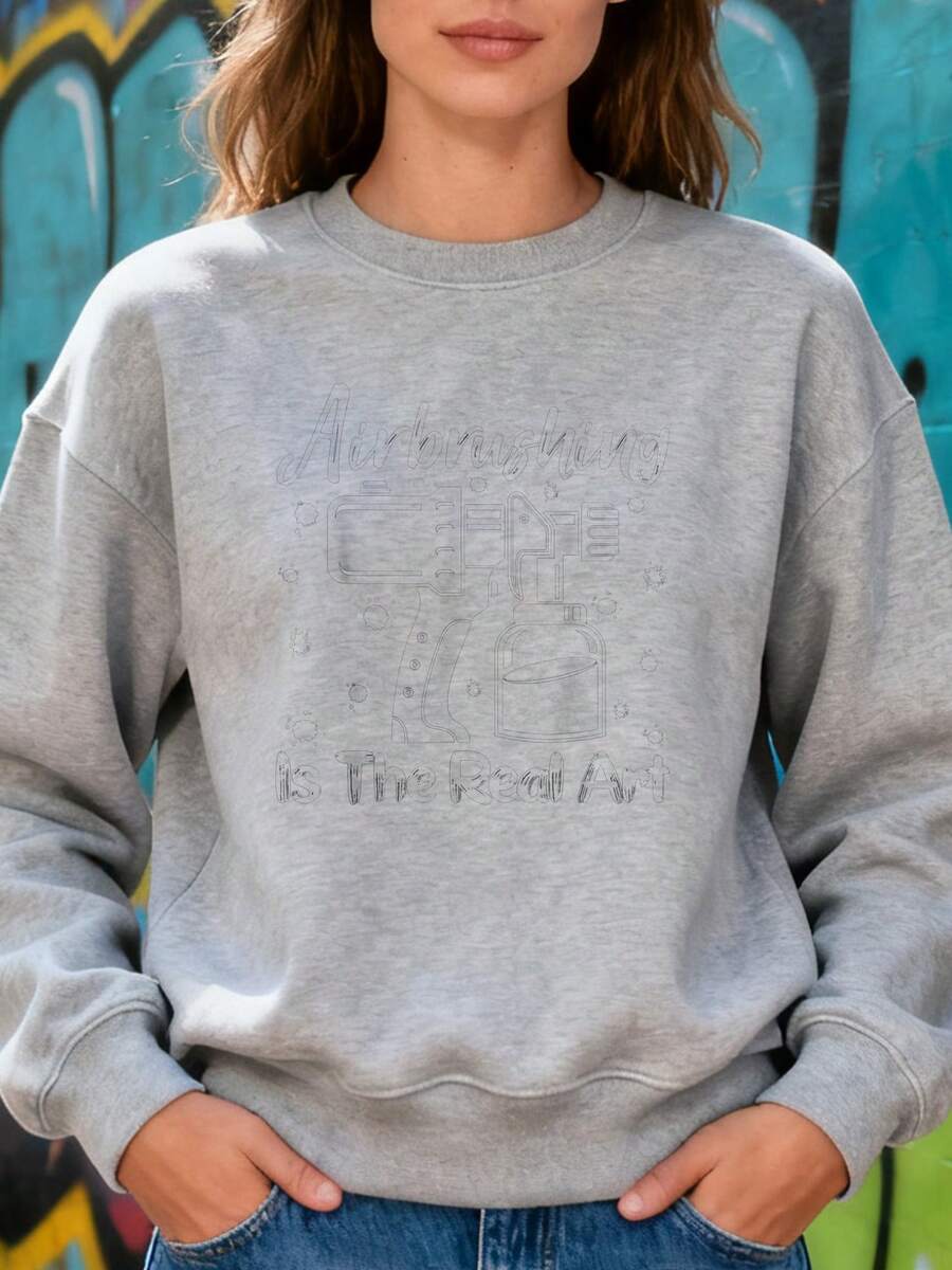 Funny Art Painter Airbrush Real Art Drawing Artist Hoodless Sweahoodless Sweathoodless Sweatshirt - Xám - Xem 1