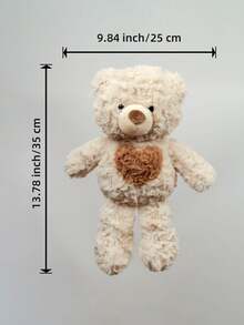 1个25厘米/9.84英寸心形毛绒泰迪熊情侣玩偶，柔软亲肤，可爱泰迪熊毛绒玩偶，情人节礼物，生日礼物，儿童节礼物，家居装饰 - 彩色 - 查看 7