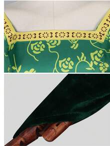 1pc Random Print Polyester Cosplay Costume, Fiona Princess Green Monster, Suitable For Spring, Summer, Autumn, Winter