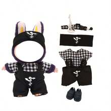 ملابس دمية قلادة بطول 17 سم، طقم جينز متعدد الألوان جميل مع إكسسوار جيتار وأحذية، مناسب للتنسيق (الدمية غير مشمولة) - إكسسوارات الدمية مقاس 17 سم - مشاهدة 17