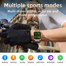 LIGE全新智能方形曲面屏手表，拥有100多种运动模式、多种自定义表盘、天气预报、来电显示、信息提醒、运动记录、生理期提醒、生活防水等功能，是一款时尚多功能女士运动智能手表。 - 黑色 - 查看 4