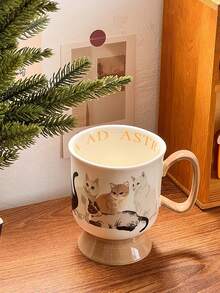 Cat Themed Mug, Cute Girlfriend Theme Couple Mugs, New Cat Ceramic Couple Cups, Gift For Her, Promotional Gift - Multicolor - View 5