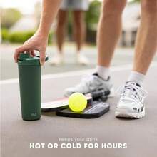 Botella agitadora de acero inoxidable GSYY con bola de 24 onzas, vaso metálico industrial para mezclar bebidas, batidos y pre-entrenamiento, colección Rally, negro medianoche - Blanco y Negro - Ver 7