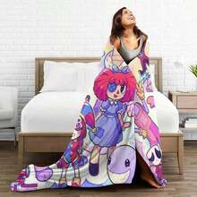 A-Amazing D-Digital Anime Circus Cozy Super Soft Flannel Blanket, Funny Game Theme Warm Throw Blanket For Living Room, Home Decor - 彩色 - 查看 4