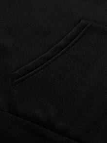 Men's Drifting Car And Japanese Anime Patterned Hooded Sweatshirt With Plush Print On The Back, Loose Fit With Racing Design, Casual Winter Pullover For Racing Enthusiasts (Machine Washable) Men's Hooded Sweatshirt - Black - View 5