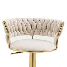 Former SKU: W1880109438, Same 360° Set Of 2 Swivel Bar Stools, Handcrafted Backrest, One-Button Height Adjustable Bar Stools, Super Soft Padded Kitchen Dining Chair, Kitchen Island - Ivory + Velvet + Foam - View 8