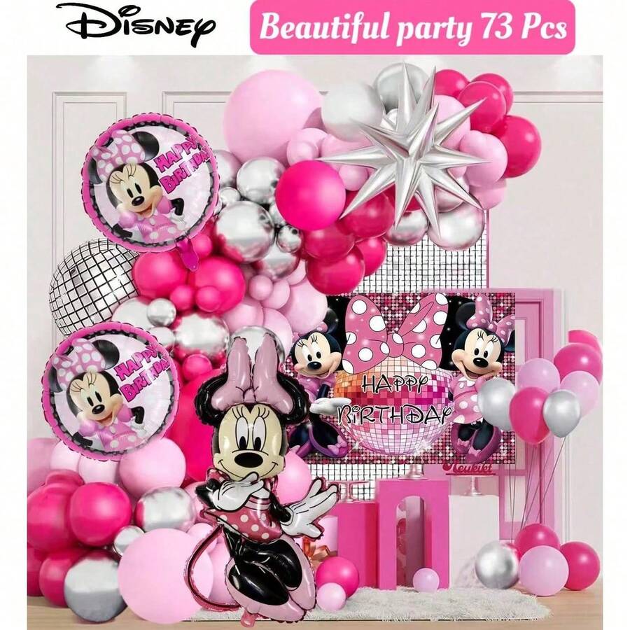 73件粉色主题生日派对装饰乳胶气球和铝箔气球套装，适用于婚礼、生日派对、母亲节、情人节、毕业典礼、聚会、节日、日常聚会、返校季、圣诞派对等各种场合。 - 彩色 - 查看 1