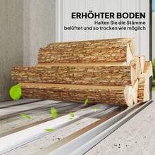 Outsunny Log Shed, Firewood Shelter, Steel, Raised Floor, Sloping Roof, 150 X 66.5 X 150, Dark Grey - 1 - View 6