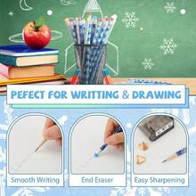 Sherr 36 Pieces Winter Snowflake Pencils With Eraser Toppers Bulk Operation Christmas Frozen Party Favors Holiday Pencils Gifts For Birthday School Reward Supplies Goodie Bags Stuffers - 藍白 - 查看 7