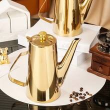 1pc European And British Style New Thickened Stainless Steel Cold Water Pitcher, Golden Tea And Coffee Kettle For Iced Tea, Elegant Pitcher Design, Stylish Drink Dispenser, Highquality Kettle, Drinkware, Cold Beverage Dispenser, Tea Lovers - Multicolor - View 5