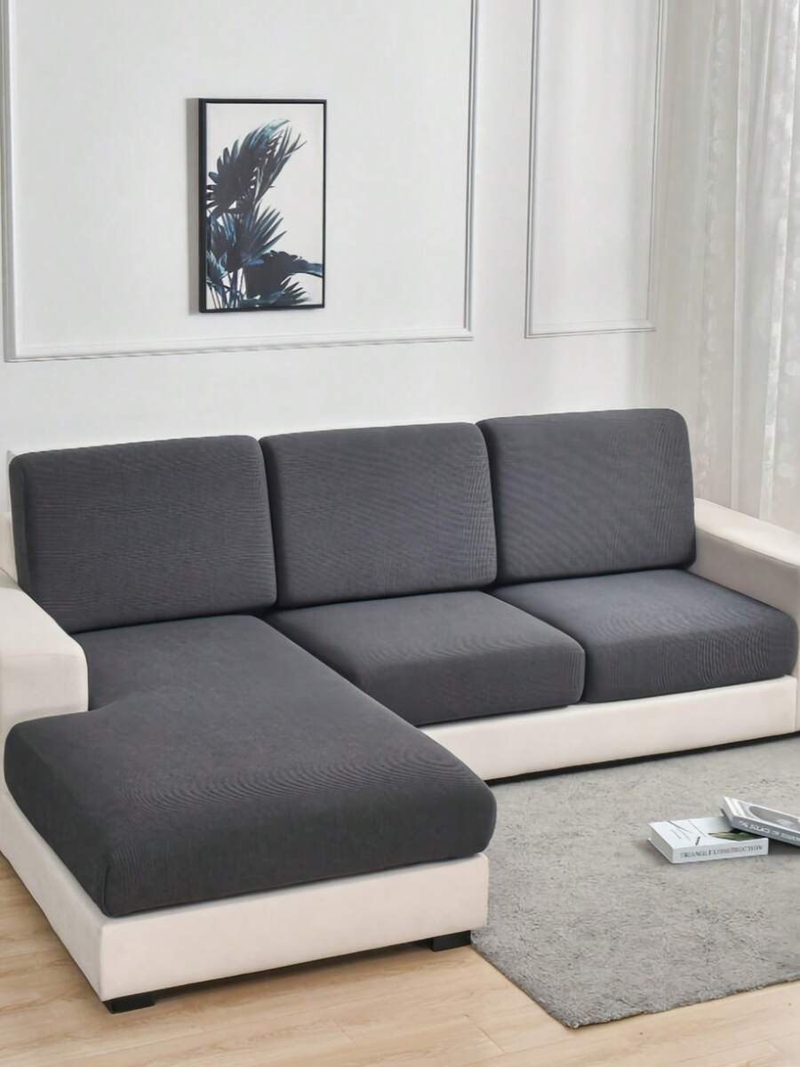1 st soffsitsöverdrag i fleece med majskornsmönstrat tyg, halkfritt och elastiskt, damm- och smutsavvisande, husdjursvänligt, ryggstödsöverdrag för enkel-, dubbel-, trippel- och fyrdubbla säten, för alla årstider - Ljusgrå - Visa 1