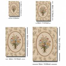 1pc Framed/Unframed Vintage Wild Flower Bouquet Folk Art Canvas Poster, Warm Retro Hooked Rug Style Botanical Floral Wall Art Print, Minimalist Farmhouse Decor, Suitable For Apartment, Living Room, Bedroom, Modern Home Decoration. - Multicolor - View 9