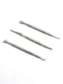 3 pièces Premium Set de Pédicure en Acier Inoxydable : Lame Droite, Lame Inclinée, Lame Incurvée, Râpe à Callosités, Repoussoir à Cuticules, Crochet à Cuticules. Kit d'Outils de Soins des Pieds Complet. - Argent - Voir 6