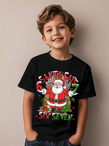 Camiseta Divertida De Navidad Con Broma De Papá Noel Que Dice "Seis Siete" 67 - Camiseta De Conteo De Navidad Número 67 Con Diseño De Papá Noel Y 6/7, Camiseta Casual Lavable A Máquina Para Fiestas De Navidad - Ropa Divertida De Navidad, Camiseta De Navidad - Oscuro - Ver 1