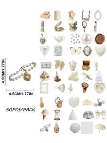 50/100 piezas Pegatinas estéticas blancas y rosas, calcomanías de garabatos lindos para laptop, equipaje, coche, decoración para estudiantes, diario, scrapbooking - Multicolor - Ver 5