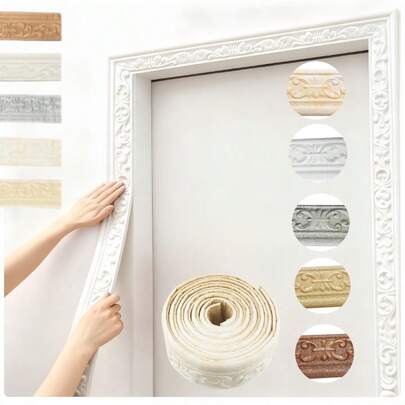 1pc 3D Foam Wall Edge Sticker, Self-Adhesive Waterproof Baseboard Wall Paper Border, Bedroom Home Wall Decor