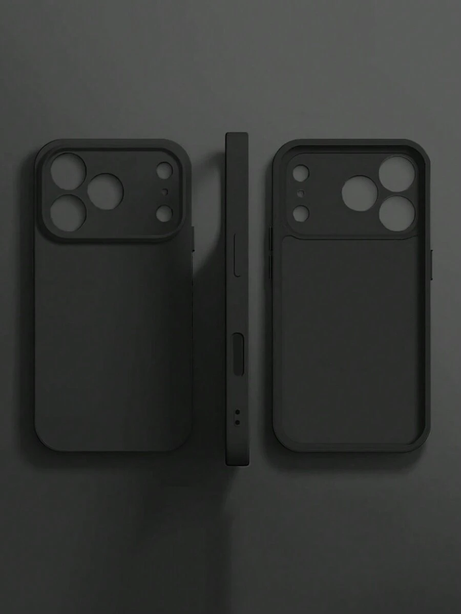 Soild Color Silicone Lens Protection Phone Case Compatible With IPhone 18 Pro Max 17 ProMax 17Pro 17 Air 16 15 14 13 12 Pro Max 11 Candy Color Full Protective Cover - Black - View 1