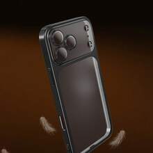 Luxury Matte Transparent Electroplated Edge Phone Case Suitable For IPhone 17, 16, 15, 14, 13 Pro Max Plus 17Air With Shock-Absorbing Lens Film And Transparent Back Cover, Anti Drop Protective Case, Minimalist Style, Streamlined Design, High-Quality Protective Case - 藍色 - 查看 8