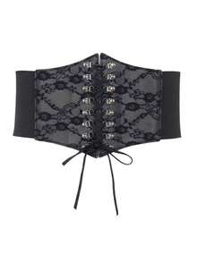 1件女士文艺复兴风格配饰暗黑哥特式透明蕾丝腰带，适合万圣节派对或日常穿着 - 黑色 - 查看 4