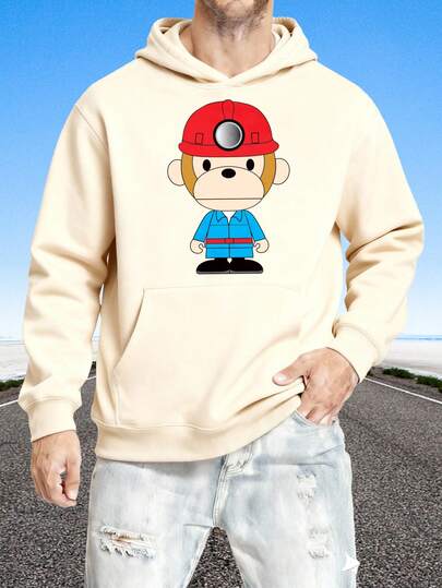 Suéter de moda con cuello redondo y sombrero para hombres Sudadera con capucha negra Mono minero con casco rojo y chaqueta azul para hombres y mujeres ideal para uso casual al aire libre,Citas con la mejor opción, regalos festivos