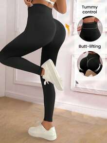 Quần legging nữ cạp cao không đường may - Giúp định hình vòng ba và nâng mông, phù hợp cho chạy bộ, đạp xe, yoga và các hoạt động thể thao cũng như trang phục thường ngày khác. - màu đen - Xem 5