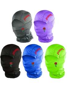 1/2/3/5pcs BackWOODS Balaclava Hat - Windproof, Dustproof, Breathable Face Mask With Letter Design - Fully Covered Neck Cover, Suitable For Cycling, Running, Skiing - , Black/White/Blue - Perfect For Cold Weather And Pollution Protection, Outdoor Sports Accessories, Sports Design, Structure, Neck Warmth, Outdoor Enthusiasts.