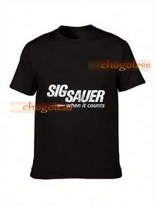 SIG SAUER P320 Pistol Graphic T-Shirt - When It Counts Tactical Shirt, Black With White Print - Extended Sizes S-5XL - Comfortable Everyday And Competition Shooting Clothing - Licensed SIG SAUER Design - Black - View 1