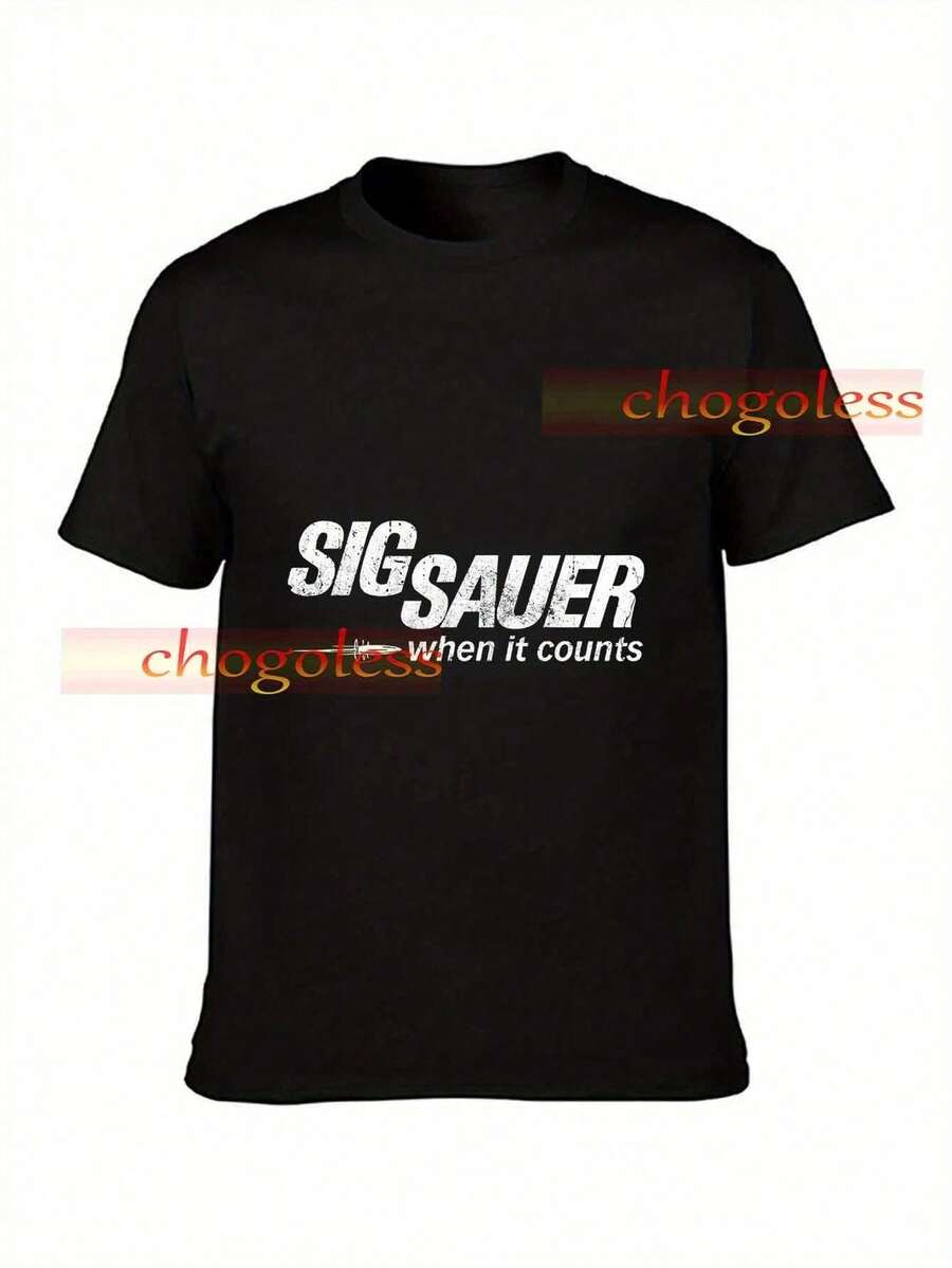 SIG SAUER P320 Pistol Graphic T-Shirt - When It Counts Tactical Shirt, Black With White Print - Extended Sizes S-5XL - Comfortable Everyday And Competition Shooting Clothing - Licensed SIG SAUER Design - Black - View 1