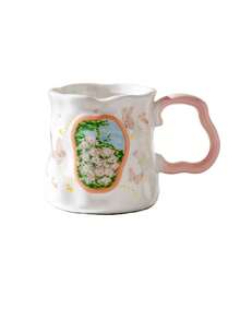 1个蝴蝶花卉图案陶瓷马克杯，咖啡杯，水杯，ins风早餐杯，送给姐妹/闺蜜的独特礼物 - 彩色 - 查看 13