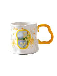 1个蝴蝶花卉图案陶瓷马克杯，咖啡杯，水杯，ins风早餐杯，送给姐妹/闺蜜的独特礼物 - 彩色 - 查看 16