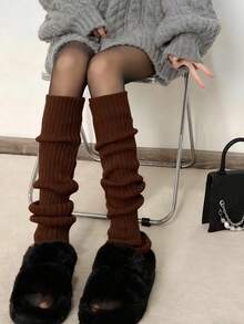 1 Pair Leg Warmers For Women,Women's Cozy Elephant Leg Warmers, Loose Leg Warmers, Knitted Leg Warmers, Ribbed Knitted Long Leg Warmers,Comfortable High Leg Warmers, College Style Knee And Calf Leg Warmers, Over Knee Long Women's Cozy Leg Warmers, Knitted Bubble Long Leg Warmers, Suitable For Various Daily Clothing