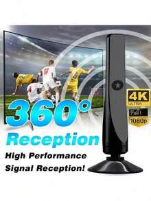 250英里以上范围室内电视天线，数字高清电视放大器天线，带16.5英尺同轴高清电视电缆，4K 1080P天线电视接收器（无记忆或系统）