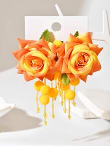 1 对优雅花卉吊坠耳环，适合女士佩戴，用途广泛，适合度假佩戴 - 多色 - 查看 8