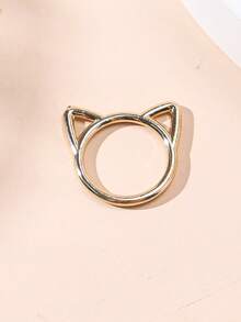 1pc Versatile Minimalist Cute Alloy Owl Accessory Jewelry - Cat Head - View 7