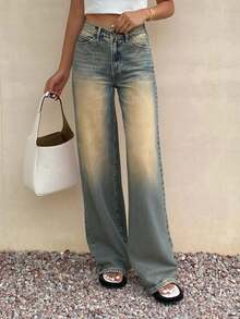 Livesso Women's Retro Loose Fit Denim Jeans,Baggy Jeans - Medium Wash - View 5