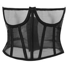 1 Stück Damen transparentes Mesh Korsett, sexy durchsichtiger Taillenformer, kann als Oberbekleidung getragen werden - Schwarz - Übersicht 1
