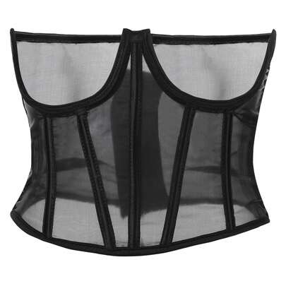 1件装女士透视网纱束身胸衣，性感透视收腰带，可外穿