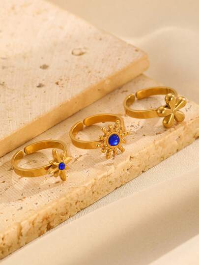 1 Set de Anillos Octágonos Ajustables, Elegantes y Versátiles, Adecuados para Uso Diario, Fiestas o Como Regalo para Amigas