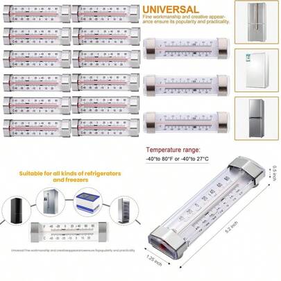 12 Pack Fridge Refrigerator Freezer Thermometer(Default)