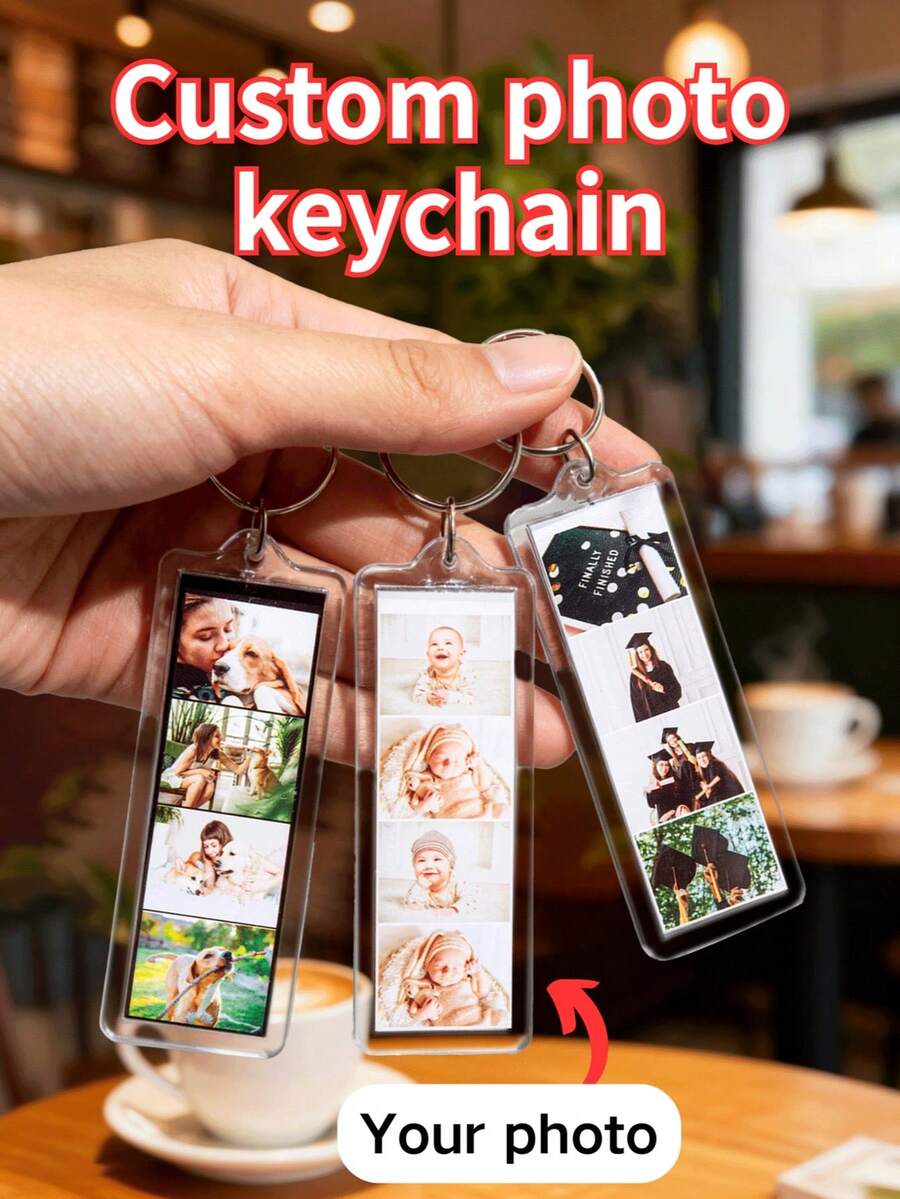 1/3/5pcs Personalized Photo Keychains, Custom Photo Keychains, Key Rings With Photos, Long Photo Keychains, Personalized Gifts, Customized Gifts, Couple Gifts, Gifts For Best Friends, Gifts For Women, Christmas Gifts, Perfect For Mother's Day, Father's Day, Anniversaries, Valentine's Day, Birthdays, Weddings, Gifts For Best Friends - Multicolor - View 1