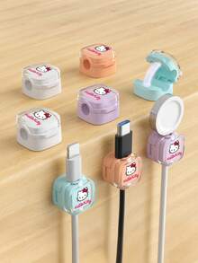 SANRIO 6个Hello Kitty磁性理线夹，可调节理线器，适用于桌下理线，人造宝石装饰，粘性充电器理线器，适用于家庭、办公室、桌面、墙壁、床头柜 - 彩色 - 查看 2