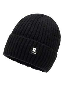 Gorro de Malha Mantenedor de Calor para Outono e Inverno, Gorro de Lã para Homens e Mulheres no Inverno, Gorro Unissex Grosso de Tricô Preto Tipo Pescador Slouchy, Gorros de Inverno, Touca Macia