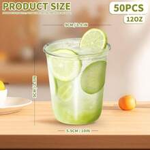 D50 PCs Clear Round Bottom Plastic CupsDisposable Steml Wine Glasses Iced Coffee Cups For Cold Drinks Juice Boba Tea Smoothie Milkshake Baby Shower Cups For Parties Weddings 12 Oz - Clear - View 2
