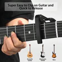 Capo đàn guitar cao cấp, bộ chỉnh dây, bao gồm 10 miếng gảy đàn miễn phí (màu ngẫu nhiên) và giá đỡ miếng gảy đàn - Hoàn hảo để chỉnh dây nhanh và chính xác, dễ sử dụng trên bất kỳ cây đàn guitar nào!, Giá đỡ đàn guitar, Hộp đựng đàn ukulele, Bảo vệ miếng gảy đàn, Đàn guitar, Phụ kiện đàn guitar, Capo, Đàn guitar, Capo, Phụ kiện đàn guitar - Nhiều màu - Xem 6